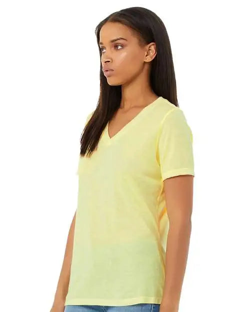 Bella + Canvas 6415 Women’s Relaxed Triblend Short Sleeve V-neck Tee - Pale Yellow
