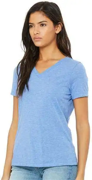 Bella + Canvas 6415 Women’s Relaxed Triblend Short Sleeve v Neck Tee Blue
