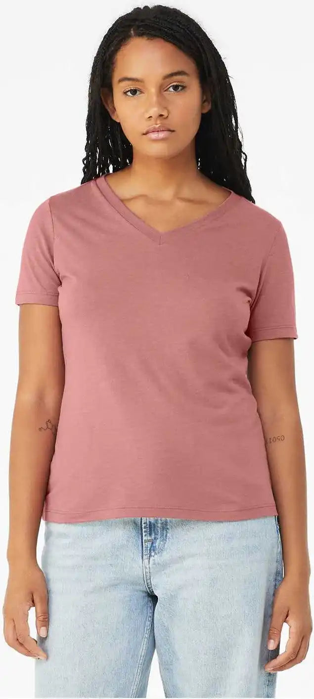 Bella + Canvas 6415 Women’s Relaxed Triblend Short Sleeve v Neck Tee Mauve