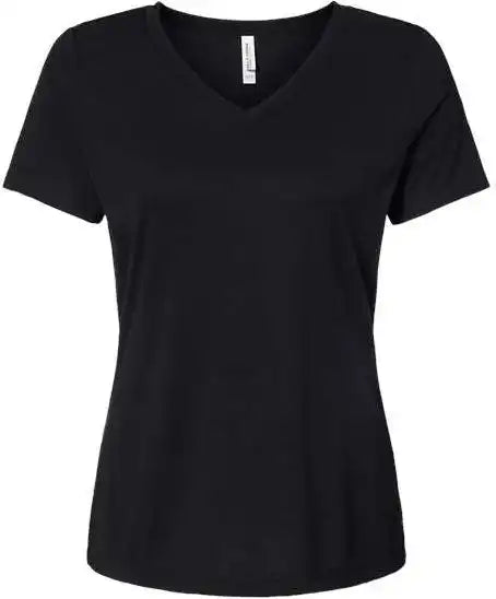 Bella + Canvas 6415 Women’s Relaxed Triblend Short Sleeve V-neck Tee - Solid Black
