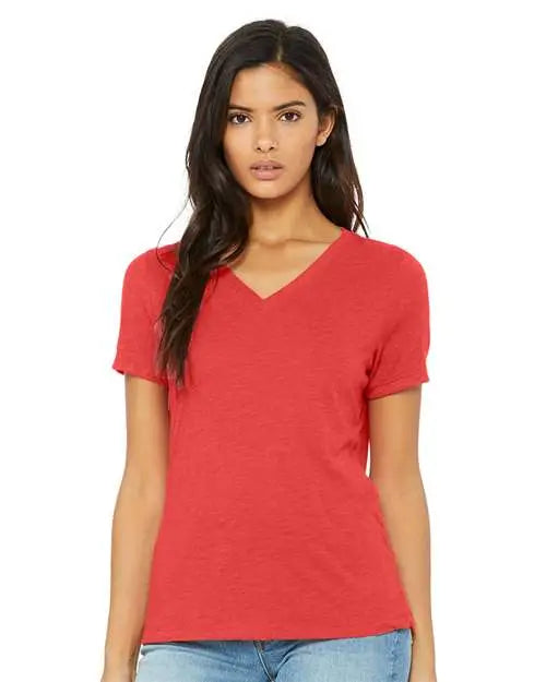 Bella + Canvas 6415 Women’s Relaxed Triblend Short Sleeve V-neck Tee - Red - s