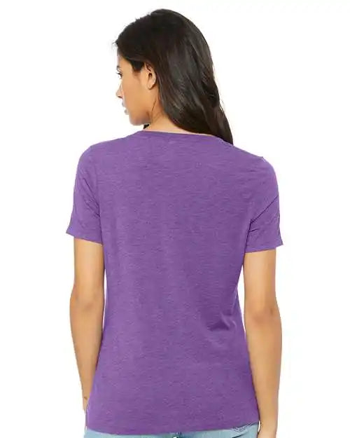 Bella + Canvas 6415 Women’s Relaxed Triblend Short Sleeve V-neck Tee - Purple - s