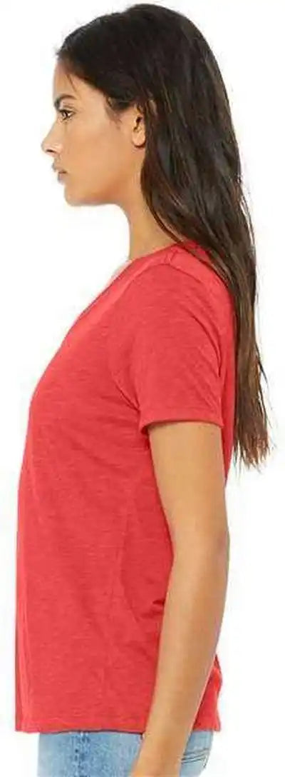 Bella + Canvas 6415 Women’s Relaxed Triblend Short Sleeve v Neck Tee Red