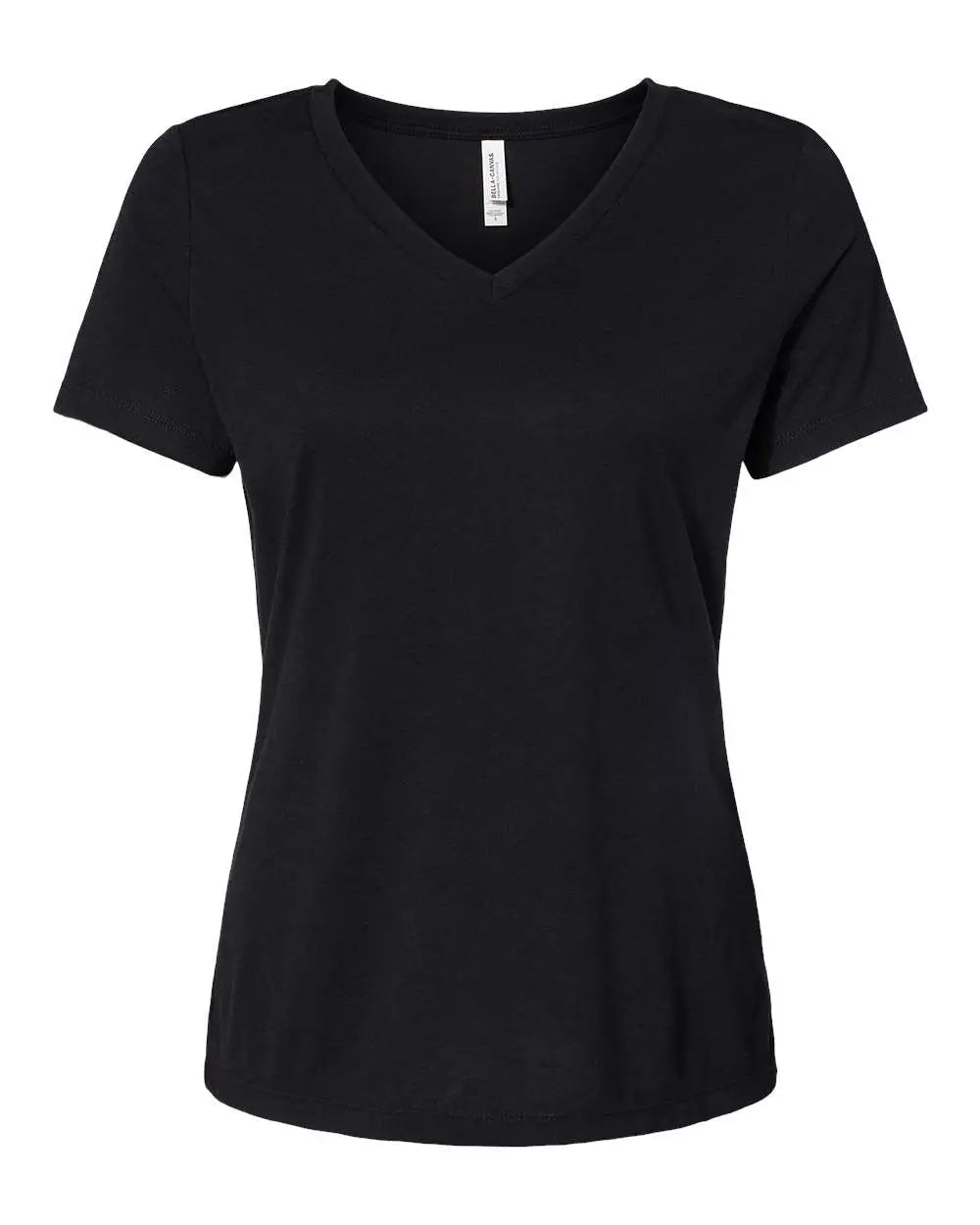 Bella + Canvas 6415 Women’s Relaxed Triblend Short Sleeve V-neck Tee - Solid Black - s