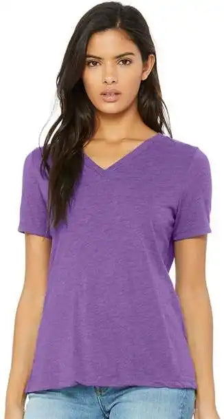 Bella + Canvas 6415 Women’s Relaxed Triblend Short Sleeve v Neck Tee Purple