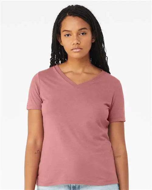 Bella + Canvas 6415 Women’s Relaxed Triblend Short Sleeve V-neck Tee - Mauve