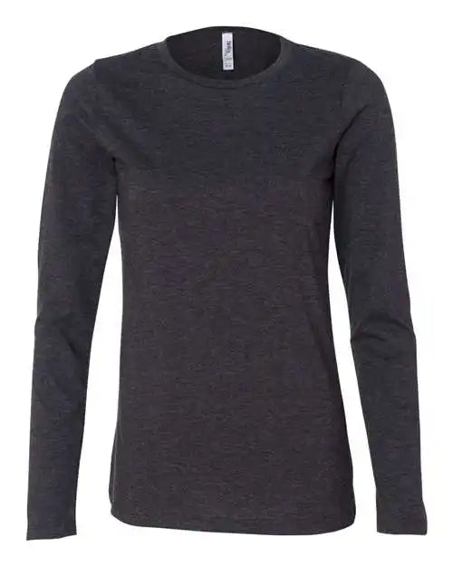 Bella + Canvas 6450 Womens Relaxed Jersey Long Sleeve Tee Dark Grey Heather