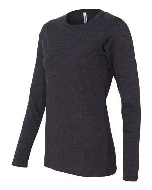 Bella + Canvas 6450 Womens Relaxed Jersey Long Sleeve Tee Dark Grey Heather