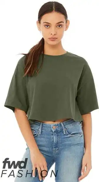 Bella + Canvas 6482 Fwd Fashion Women’s Jersey Cropped Tee Military Green