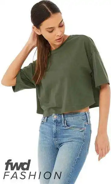 Bella + Canvas 6482 Fwd Fashion Women’s Jersey Cropped Tee Military Green