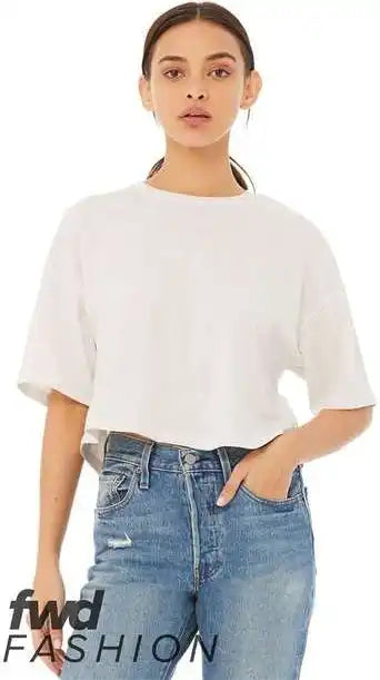 Bella + Canvas 6482 Fwd Fashion Women’s Jersey Cropped Tee Vintage White