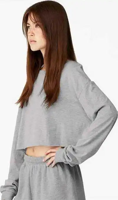 Bella + Canvas 6501 Fwd Fashion Women’s Crop Long Sleeve Tee Athletic Heather