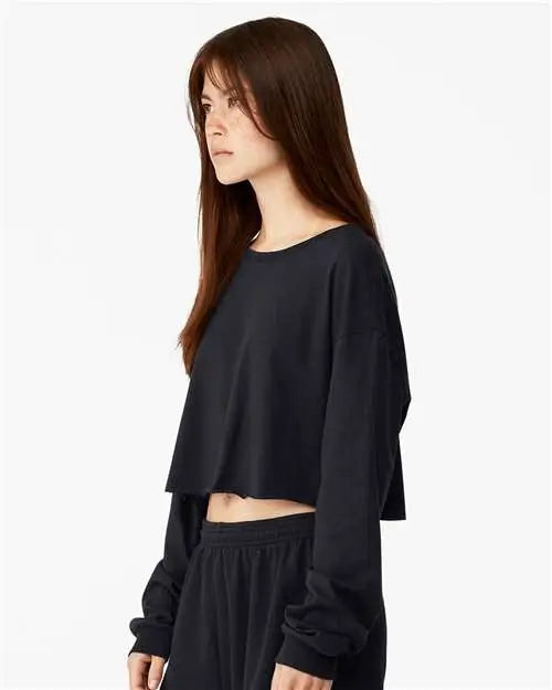 Bella + Canvas 6501 Fwd Fashion Women’s Crop Long Sleeve Tee - Black