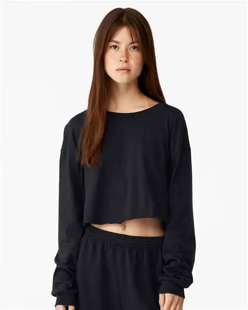 Bella + Canvas 6501 Fwd Fashion Women’s Crop Long Sleeve Tee - Black