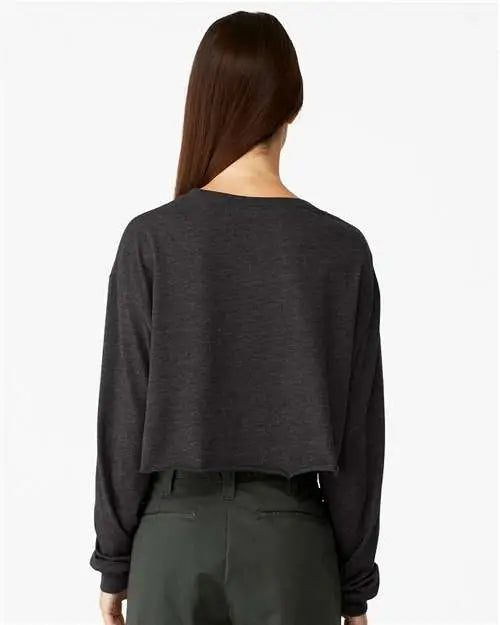 Bella + Canvas 6501 Fwd Fashion Women’s Crop Long Sleeve Tee - Dark Grey Heather
