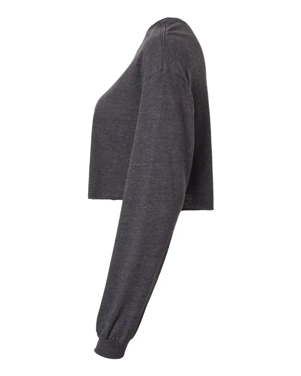 Bella + Canvas 6501 Fwd Fashion Women’s Crop Long Sleeve Tee - Dark Grey Heather