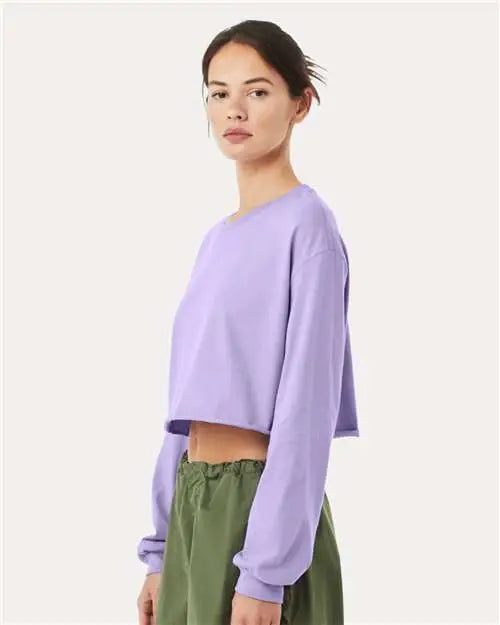 Bella + Canvas 6501 Fwd Fashion Women’s Crop Long Sleeve Tee - Dark Lavender