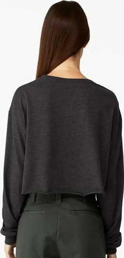 Bella + Canvas 6501 Fwd Fashion Women’s Crop Long Sleeve Tee Dark Gray Heather