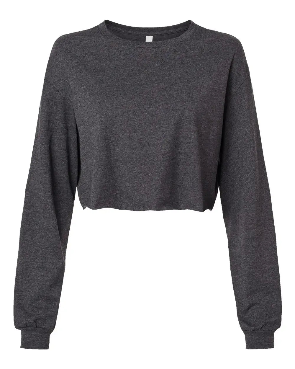 Bella + Canvas 6501 Fwd Fashion Women’s Crop Long Sleeve Tee - Dark Grey Heather - Gray / s