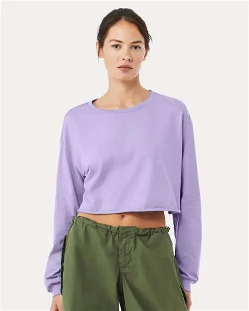 Bella + Canvas 6501 Fwd Fashion Women’s Crop Long Sleeve Tee - Dark Lavender