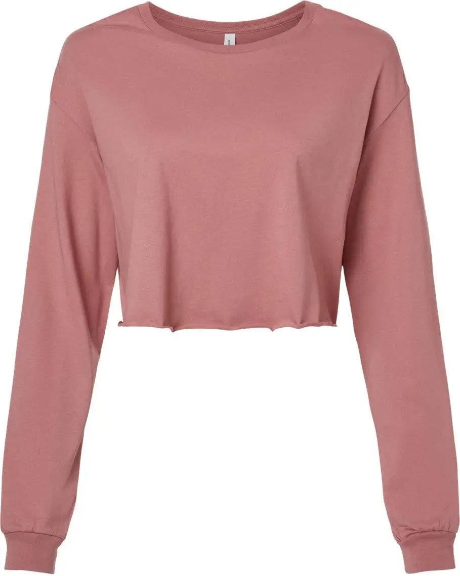 Bella + Canvas 6501 Fwd Fashion Women’s Crop Long Sleeve Tee - Mauve - Pink / s