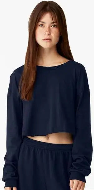 Bella + Canvas 6501 Fwd Fashion Women’s Crop Long Sleeve Tee - Navy