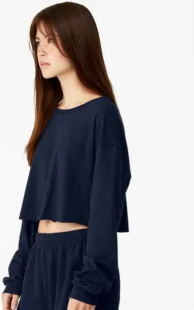 Bella + Canvas 6501 Fwd Fashion Women’s Crop Long Sleeve Tee - Navy
