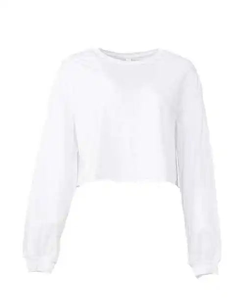 Bella + Canvas 6501 Fwd Fashion Women’s Cropped Long Sleeve Tee White