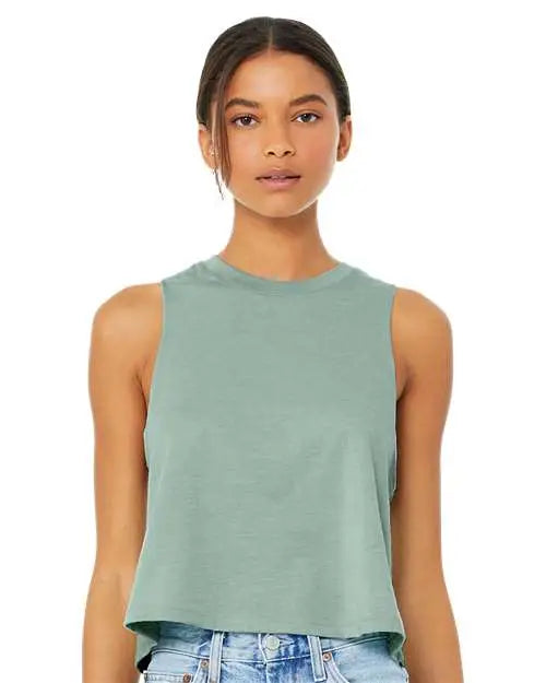 Bella + Canvas 6682 Women’s Racerback Crop Tank - Heather Dusty Blue