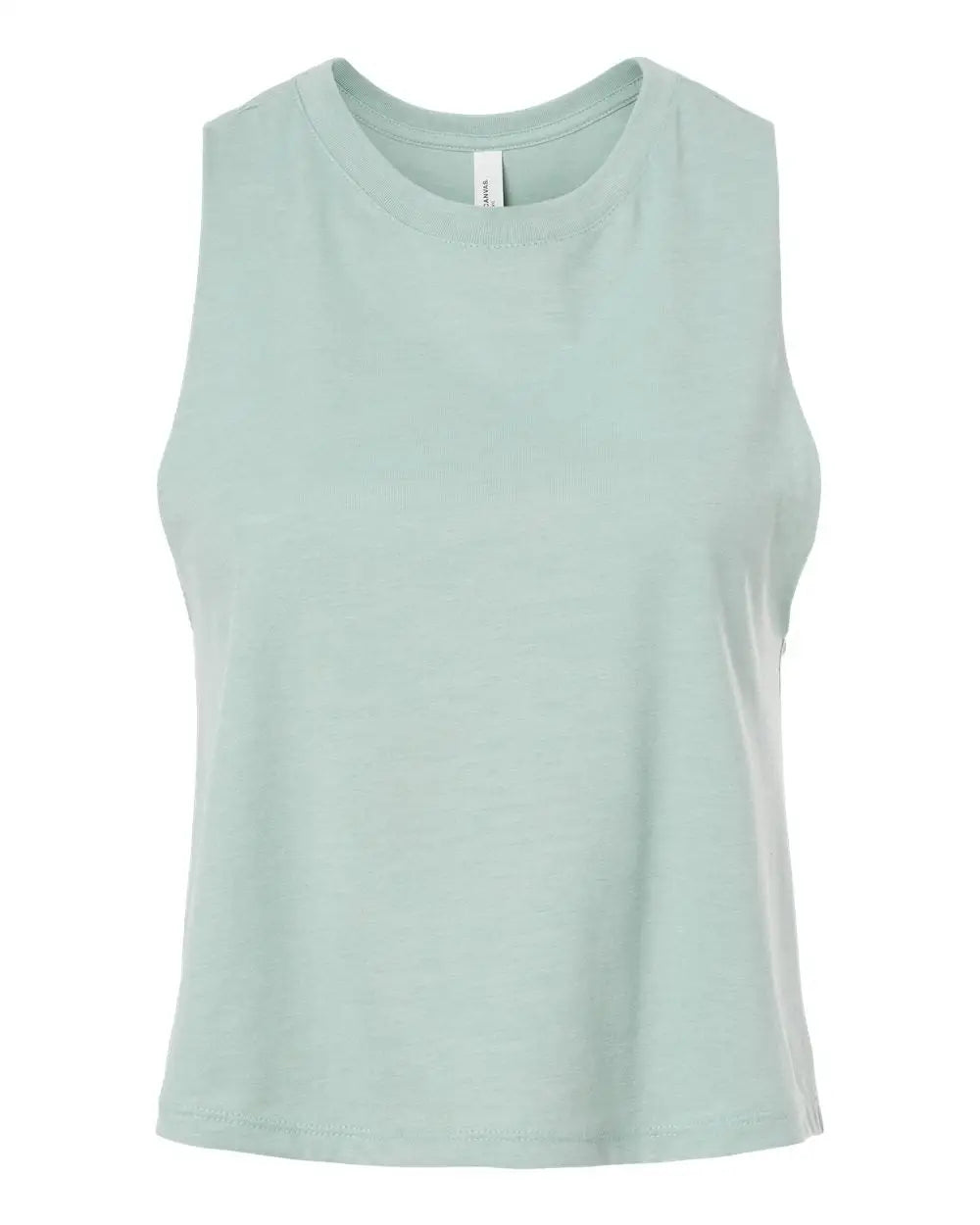 Bella + Canvas 6682 Women’s Racerback Crop Tank - Heather Dusty Blue - Ladies s
