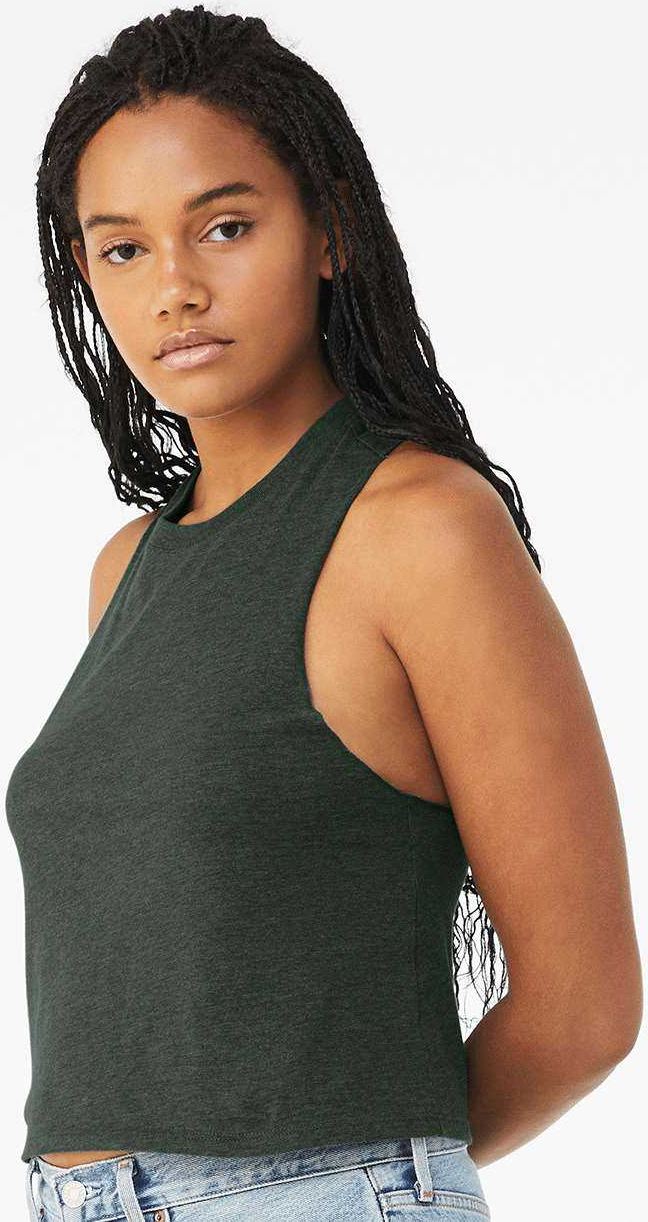 Bella + Canvas 6682 Women’s Racerback Crop Tank - Heather Forest