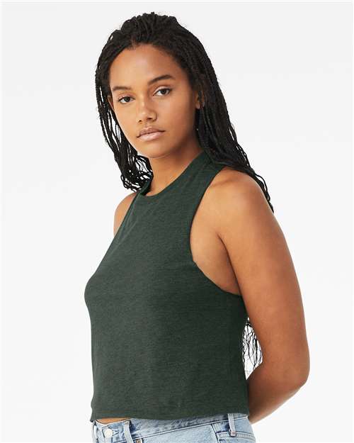 Bella + Canvas 6682 Women’s Racerback Crop Tank - Heather Forest