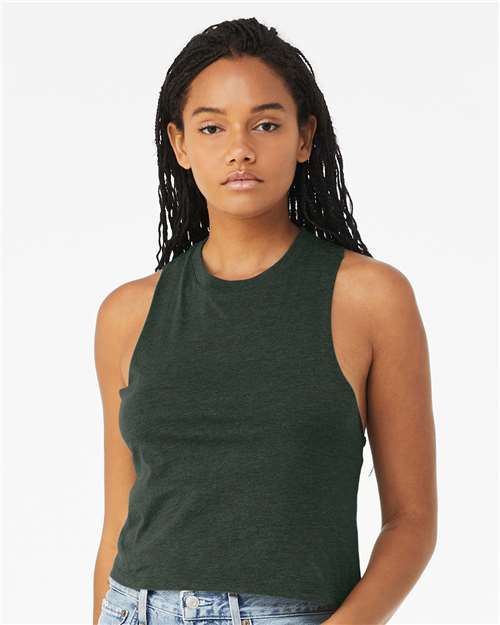 Bella + Canvas 6682 Women’s Racerback Crop Tank - Heather Forest