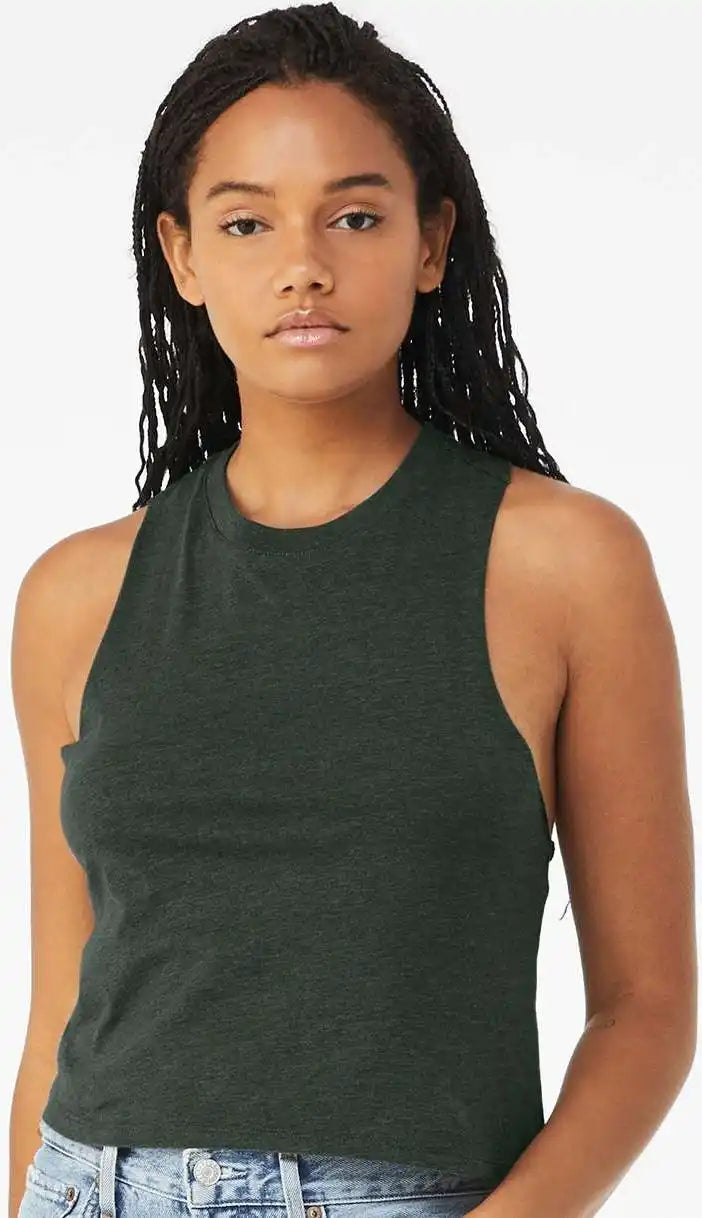 Bella + Canvas 6682 Women’s Racerback Crop Tank - Heather Forest