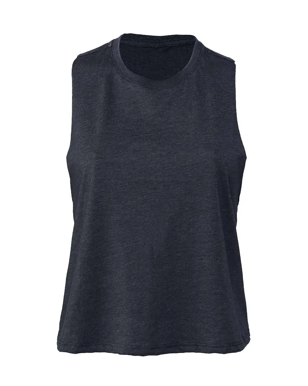 Bella + Canvas 6682 Women’s Racerback Crop Tank - Heather Navy - Ladies s