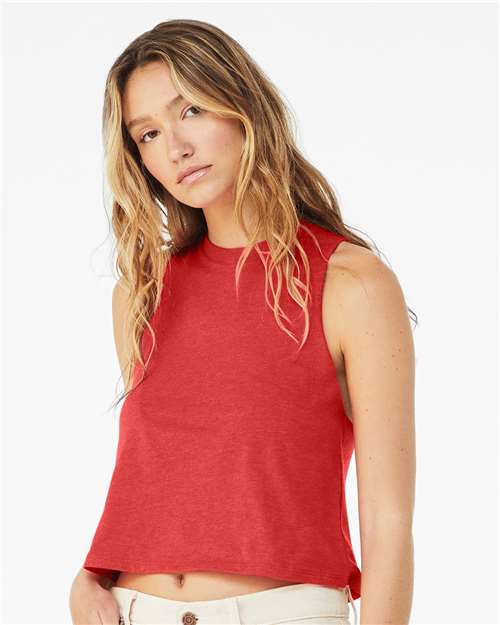 Bella + Canvas 6682 Women’s Racerback Crop Tank - Heather Red