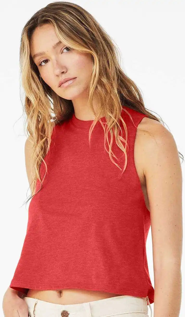 Bella + Canvas 6682 Women’s Racerback Crop Tank Heather Red
