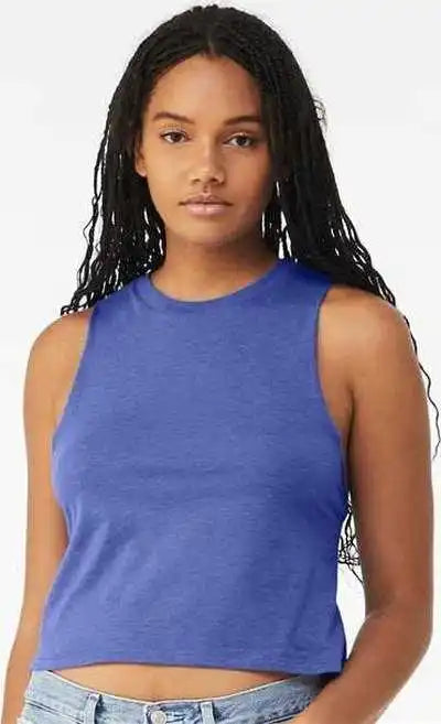 Bella + Canvas 6682 Women’s Racerback Crop Tank - Heather True Royal