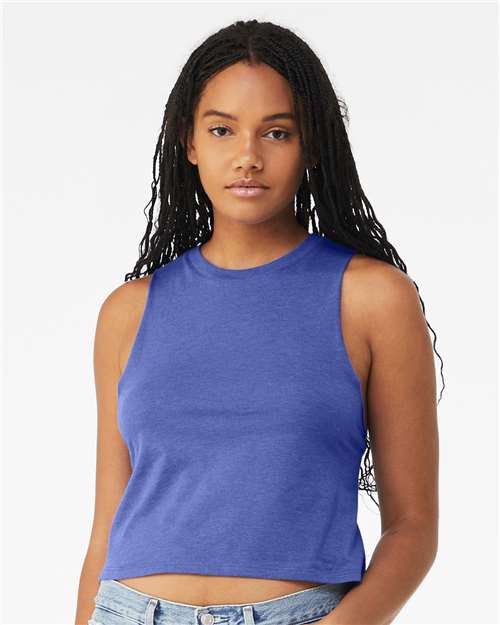 Bella + Canvas 6682 Women’s Racerback Crop Tank - Heather True Royal