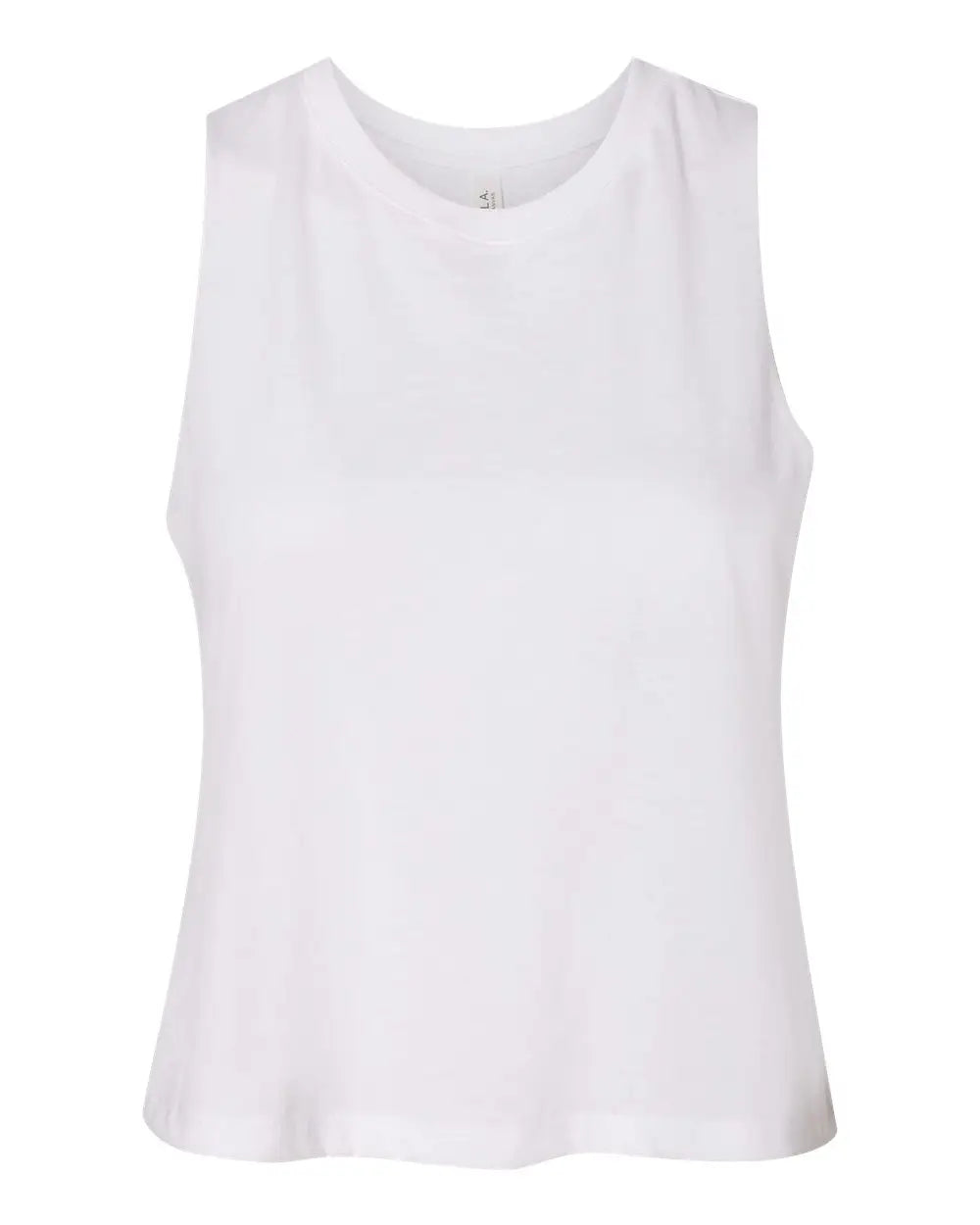 Bella + Canvas 6682 Women’s Racerback Crop Tank - Solid White Blend - Ladies s