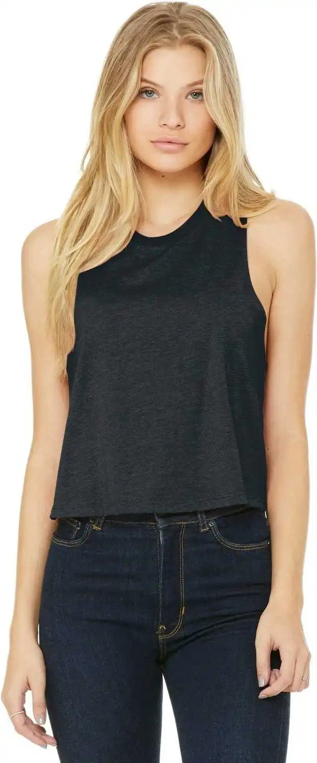 Bella + Canvas 6682 Women’s Racerback Cropped Tank Dark Gray Heather