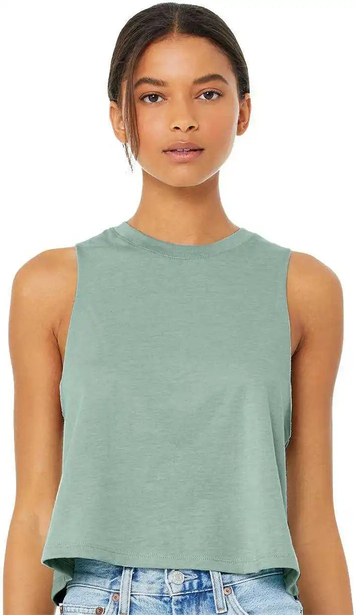 Bella + Canvas 6682 Women’s Racerback Cropped Tank Heather Dusty Blue