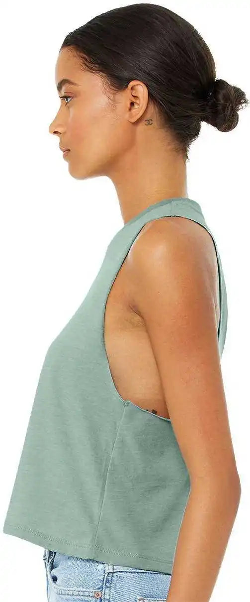 Bella + Canvas 6682 Women’s Racerback Cropped Tank Heather Dusty Blue