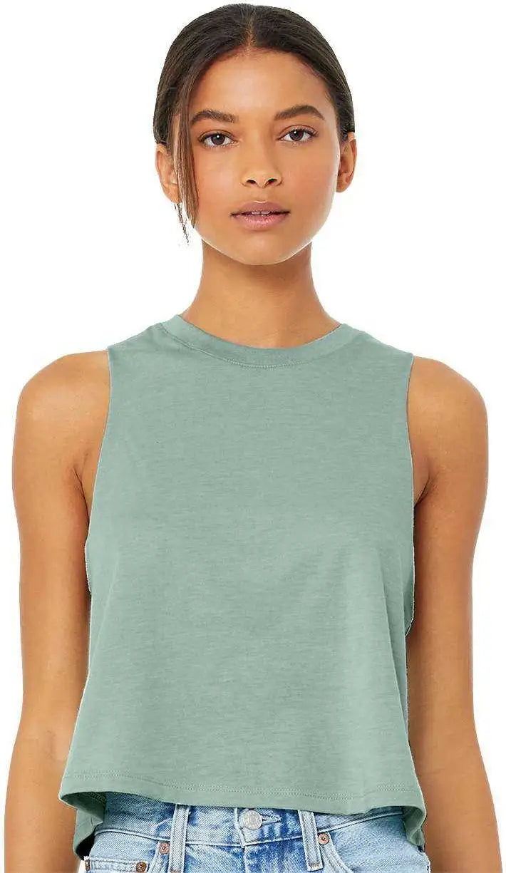 Bella + Canvas 6682 Women’s Racerback Cropped Tank - Heather Dusty Blue