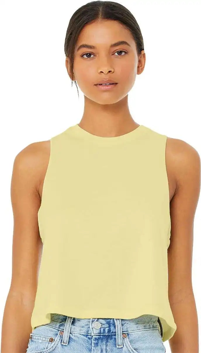 Bella + Canvas 6682 Women’s Racerback Cropped Tank - Heather French Vanilla