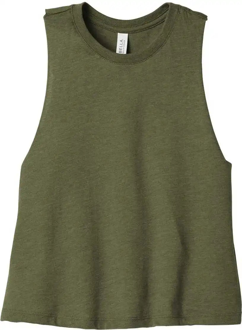 Bella + Canvas 6682 Women’s Racerback Cropped Tank Heather Olive