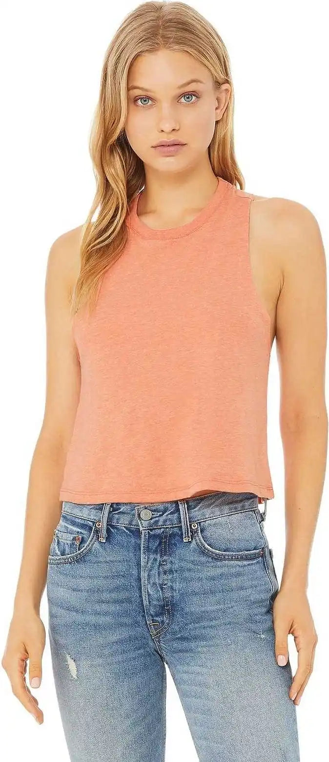 Bella + Canvas 6682 Women’s Racerback Cropped Tank Heather Sunset