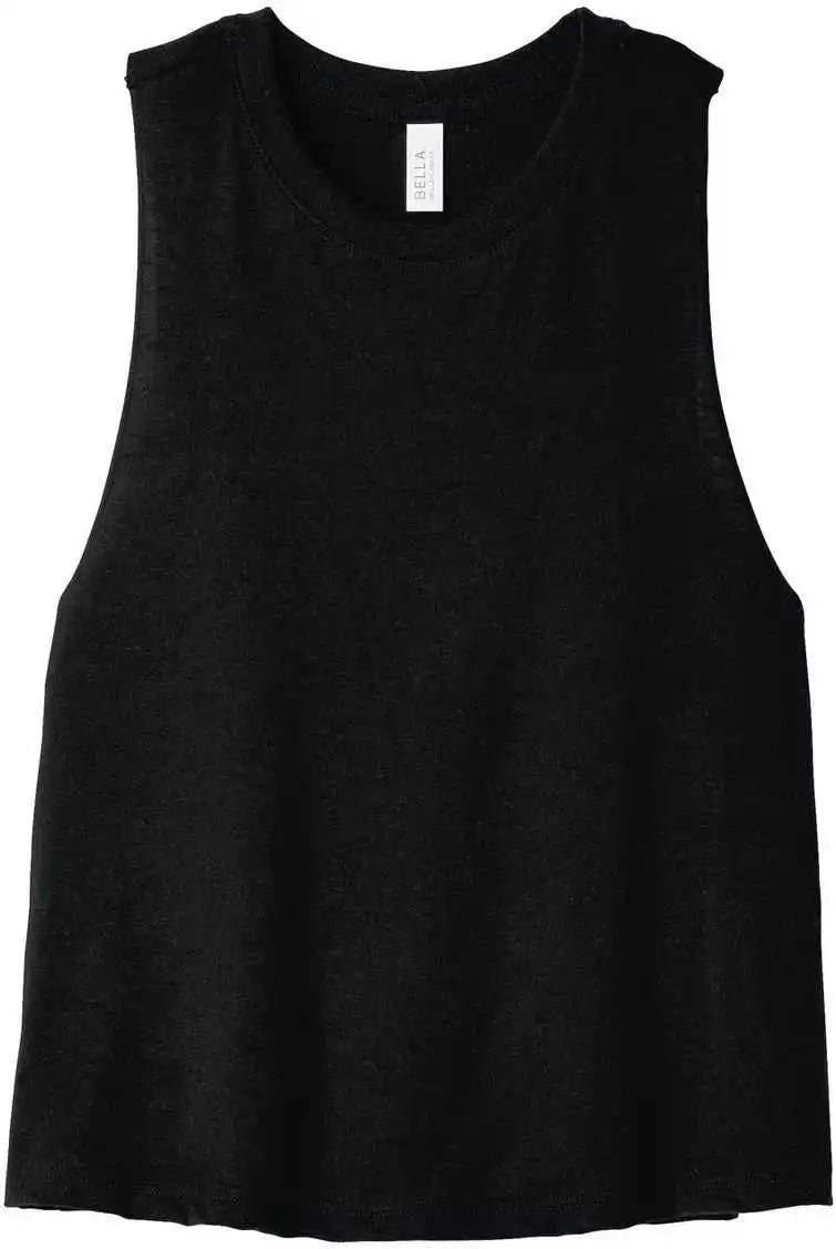 Bella + Canvas 6682 Women’s Racerback Cropped Tank Solid Black Blend