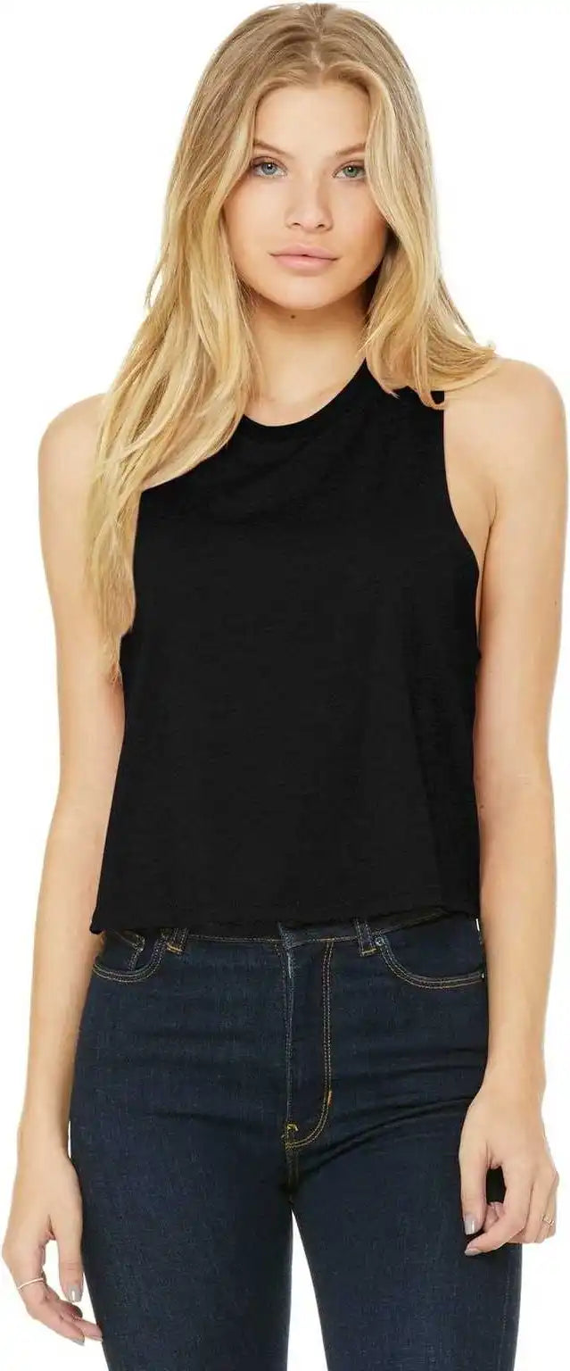 Bella + Canvas 6682 Women’s Racerback Cropped Tank Solid Black Blend