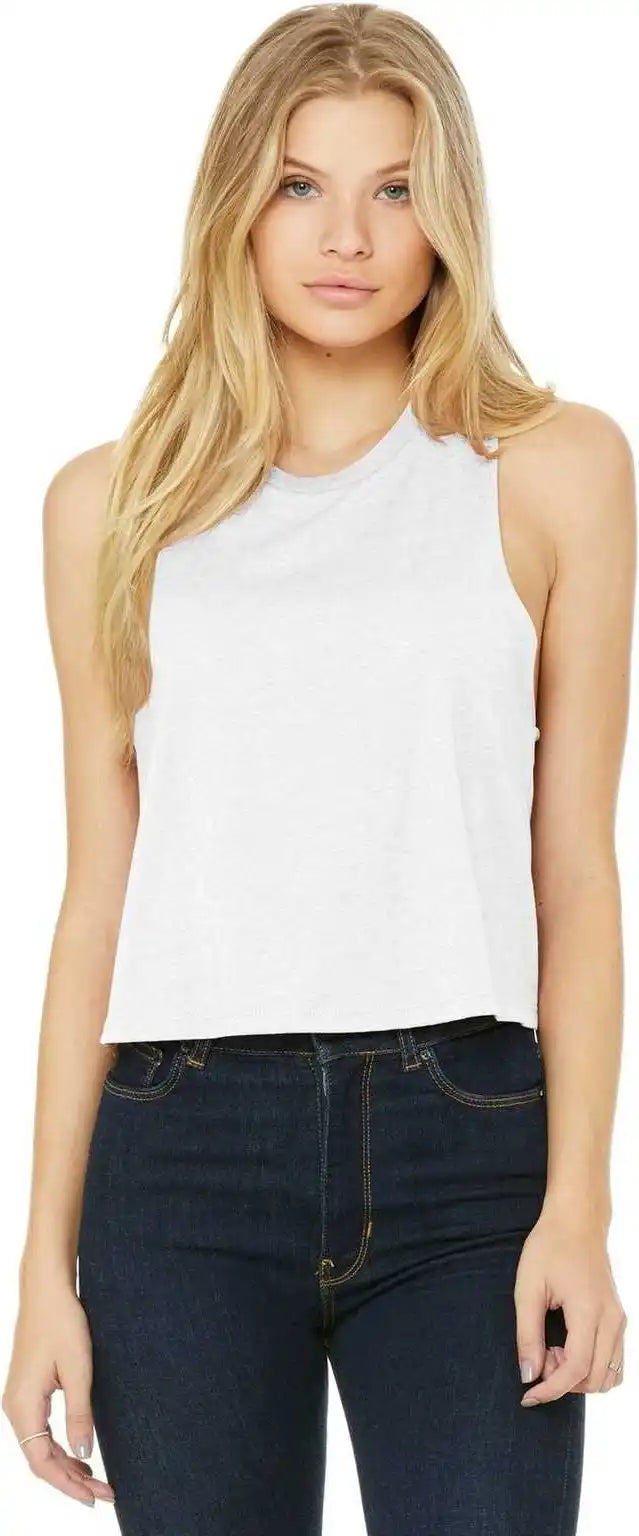 Bella + Canvas 6682 Women’s Racerback Cropped Tank Solid White Blend